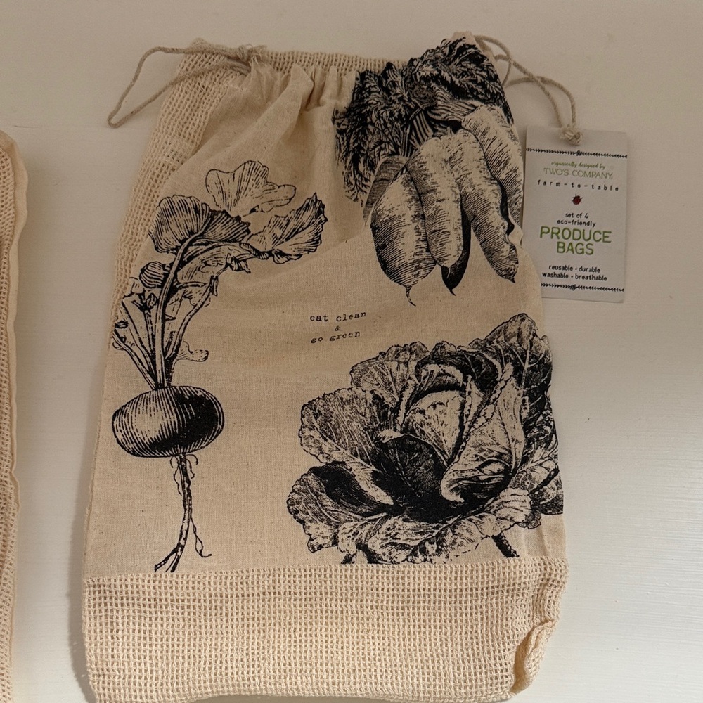 Two's Company Eco-Friendly Produce Bags - Black and Beige